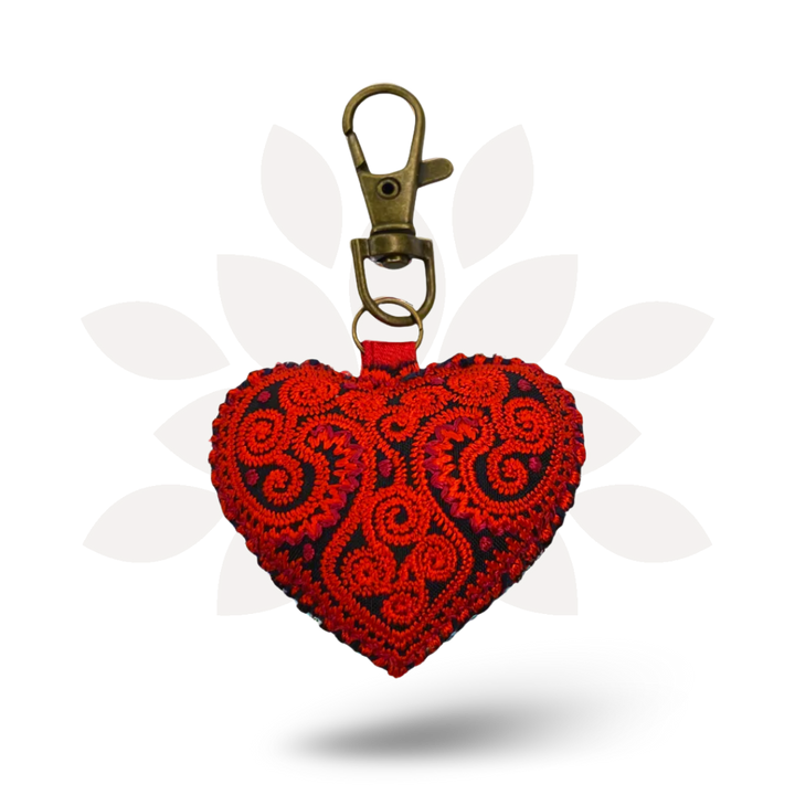 Heart Hmong Embroidered Zipper Pull | Keychain - Thailand-Zipper Pulls-Saowani (Nee Joy Shop - TH)-Lumily MZ Fair Trade Nena & Co Hiptipico Novica Lucia's World emporium