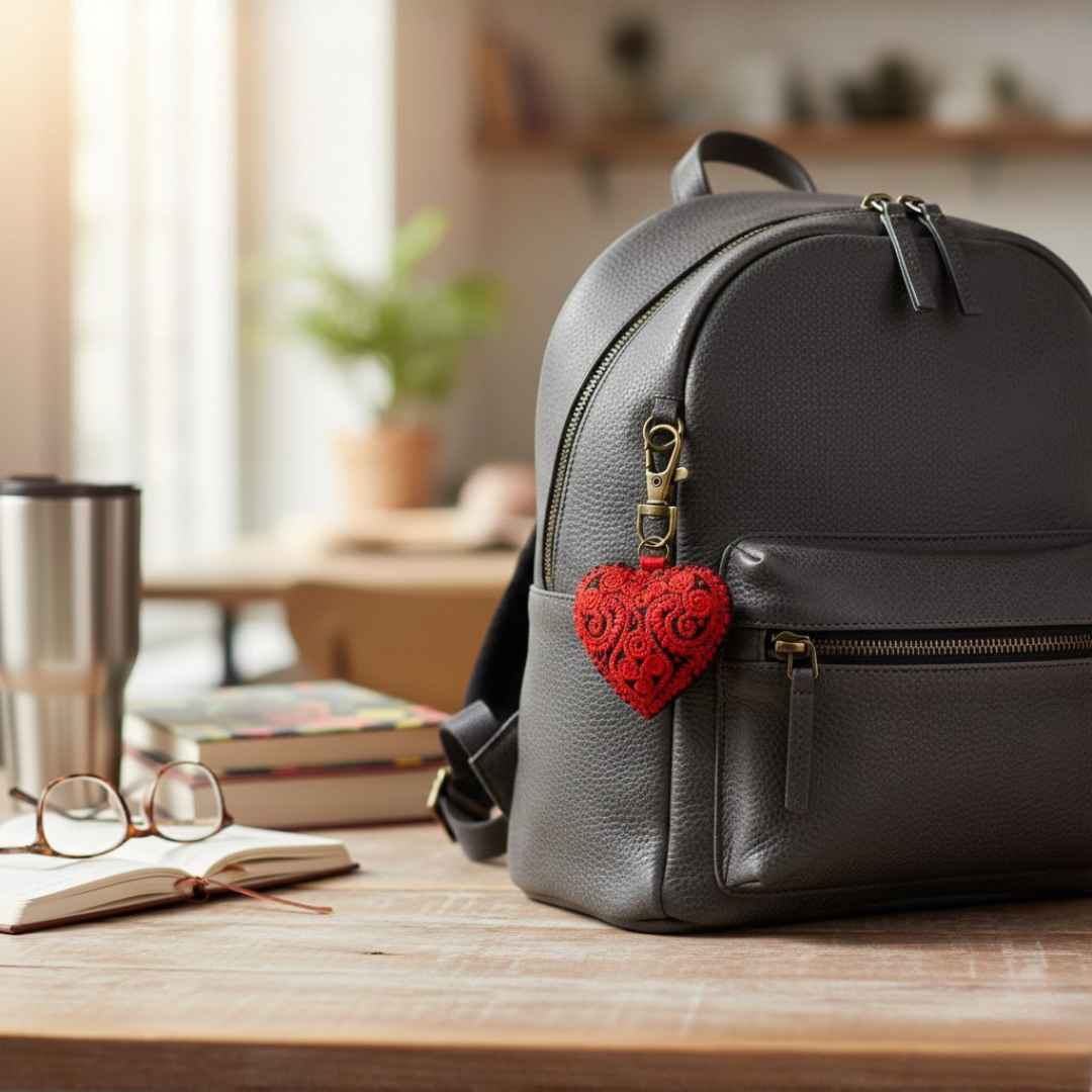 Heart Hmong Embroidered Zipper Pull | Keychain - Thailand-Zipper Pulls-Saowani (Nee Joy Shop - TH)-Lumily MZ Fair Trade Nena & Co Hiptipico Novica Lucia's World emporium