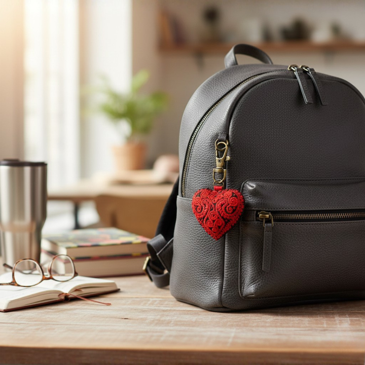 Heart Hmong Embroidered Zipper Pull | Keychain - Thailand-Zipper Pulls-Saowani (Nee Joy Shop - TH)-Lumily MZ Fair Trade Nena & Co Hiptipico Novica Lucia's World emporium