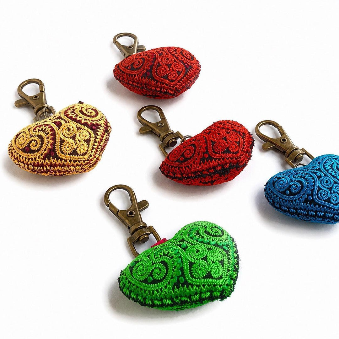 Heart Hmong Embroidered Zipper Pull | Keychain - Thailand-Zipper Pulls-Saowani (Nee Joy Shop - TH)-Lumily MZ Fair Trade Nena &amp; Co Hiptipico Novica Lucia&