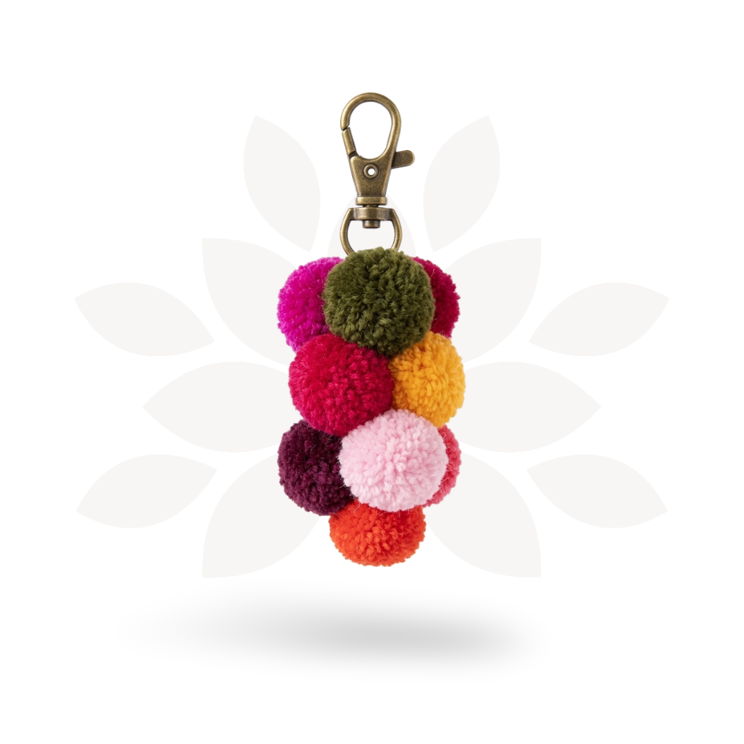 Uva Pompom Cluster Multicolor Boho Bag Charm | Zipper Pull - Thailand-Zipper Pulls-Nee Shop-Lumily MZ Fair Trade Nena & Co Hiptipico Novica Lucia's World emporium