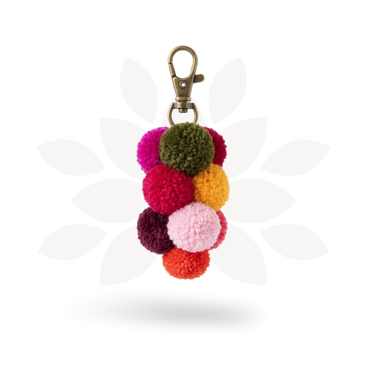 Uva Pompom Cluster Multicolor Boho Bag Charm | Zipper Pull - Thailand-Zipper Pulls-Nee Shop-Lumily MZ Fair Trade Nena & Co Hiptipico Novica Lucia's World emporium