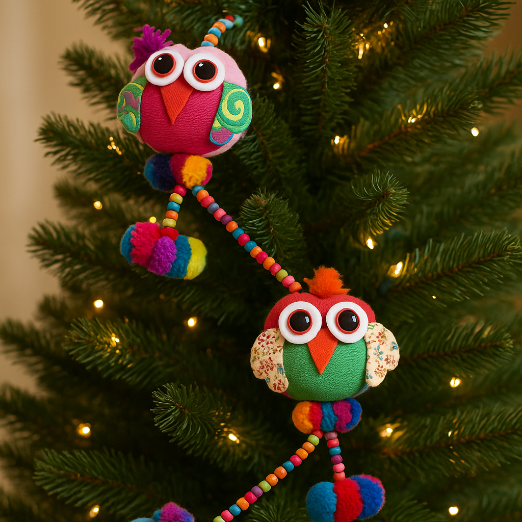 Owl Pom Pom Multicolor Garland Decor - Thailand-Decor-Lumily-Lumily MZ Fair Trade Nena & Co Hiptipico Novica Lucia's World emporium