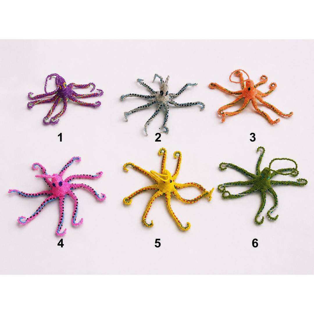 Octopus Seed Bead Ornament - Guatemala-Decor-Yulisa (Galería Artes Chávez - GU)-Option 1-Lumily MZ Fair Trade Nena &amp; Co Hiptipico Novica Lucia&