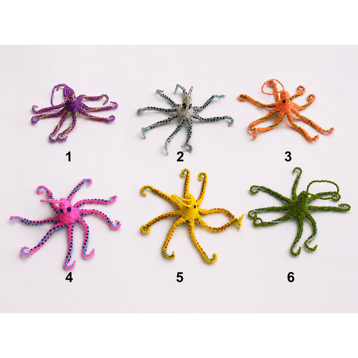 Octopus Seed Bead Ornament - Guatemala-Decor-Yulisa (Galería Artes Chávez - GU)-Option 1-Lumily MZ Fair Trade Nena &amp; Co Hiptipico Novica Lucia&