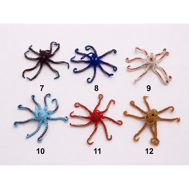 Octopus Seed Bead Ornament - Guatemala-Decor-Yulisa (Galería Artes Chávez - GU)-Option 7-Lumily MZ Fair Trade Nena &amp; Co Hiptipico Novica Lucia&