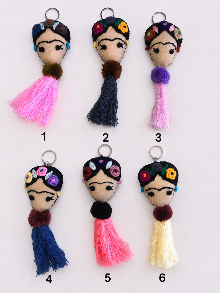 Frida Kahlo Embroidered Keychain / Zipper Pull - Mexico