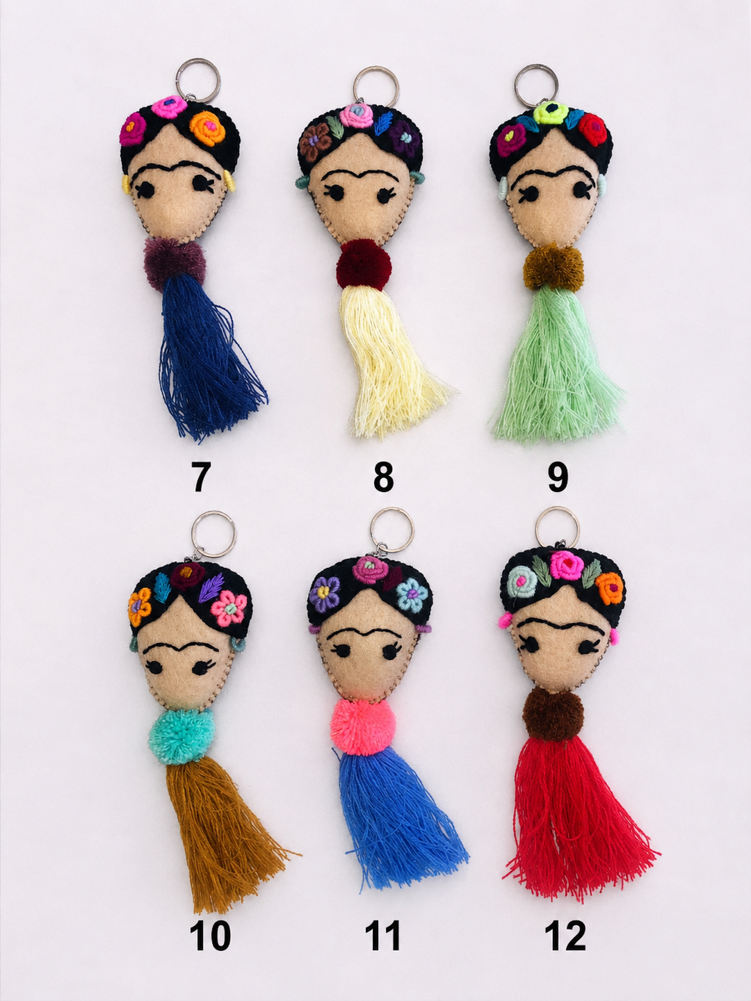 Frida Kahlo Embroidered Keychain / Zipper Pull - Mexico