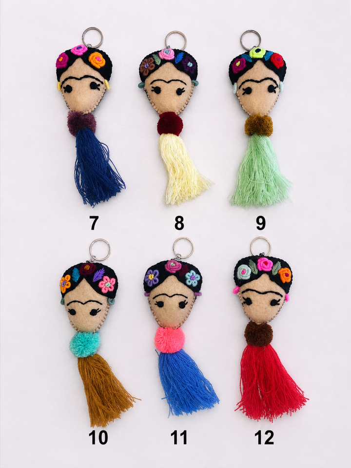 Frida Kahlo Embroidered Keychain / Zipper Pull - Mexico