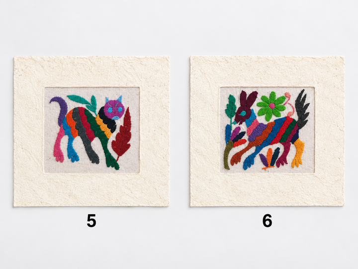 Otomí Amate Embroidered Assorted Art Textile Wall Decor Unframed - Mexico