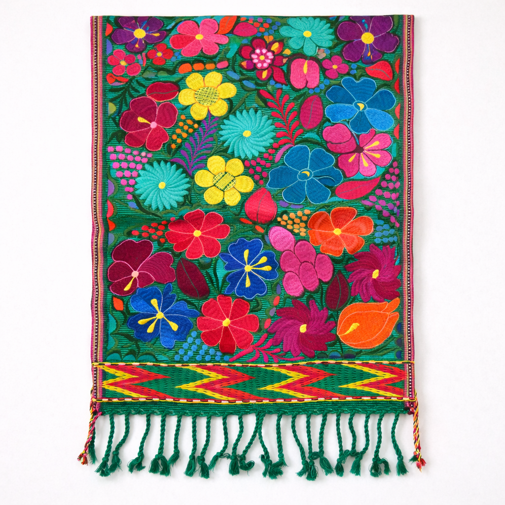 Embroidered Floral Multicolor Table Runner – Fair Trade Guatemalan Textile-Decor-Laura y Francisco (GU)-Style 2-Lumily MZ Fair Trade Nena &amp; Co Hiptipico Novica Lucia&