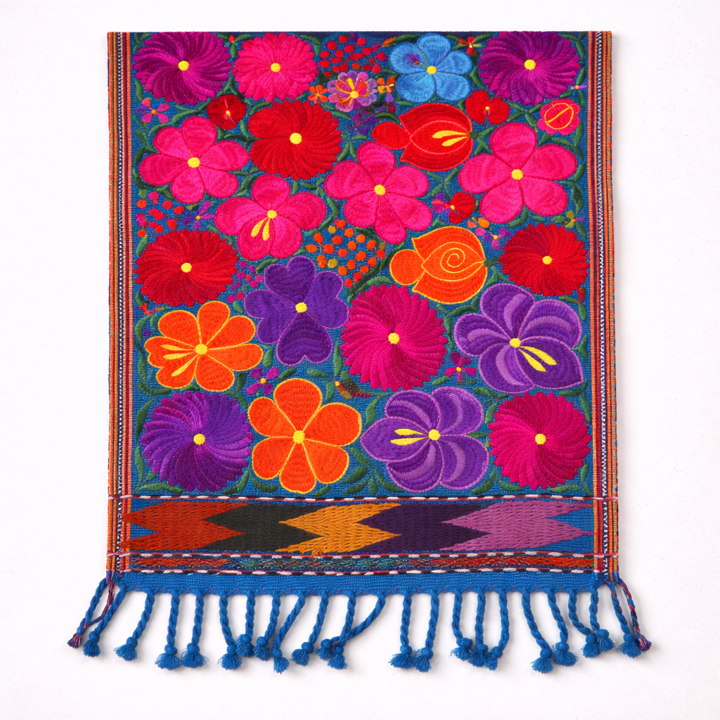 Embroidered Floral Multicolor Table Runner – Fair Trade Guatemalan Textile-Decor-Laura y Francisco (GU)-Style 4-Lumily MZ Fair Trade Nena &amp; Co Hiptipico Novica Lucia&