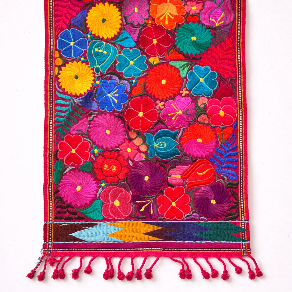 Embroidered Floral Multicolor Table Runner – Fair Trade Guatemalan Textile-Decor-Laura y Francisco (GU)-Style 5-Lumily MZ Fair Trade Nena &amp; Co Hiptipico Novica Lucia&