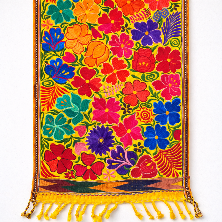 Embroidered Floral Multicolor Table Runner – Fair Trade Guatemalan Textile-Decor-Laura y Francisco (GU)-Style 6-Lumily MZ Fair Trade Nena &amp; Co Hiptipico Novica Lucia&