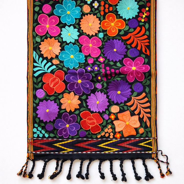 Embroidered Floral Multicolor Table Runner – Fair Trade Guatemalan Textile-Decor-Laura y Francisco (GU)-Style 7-Lumily MZ Fair Trade Nena &amp; Co Hiptipico Novica Lucia&