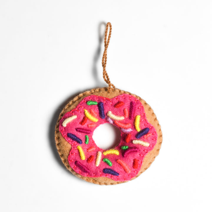 Donut Felt Embroidered Handmade Ornament - Mexico-Decor-Rebeca y Francisco (Mexico)-Lumily MZ Fair Trade Nena &amp; Co Hiptipico Novica Lucia&
