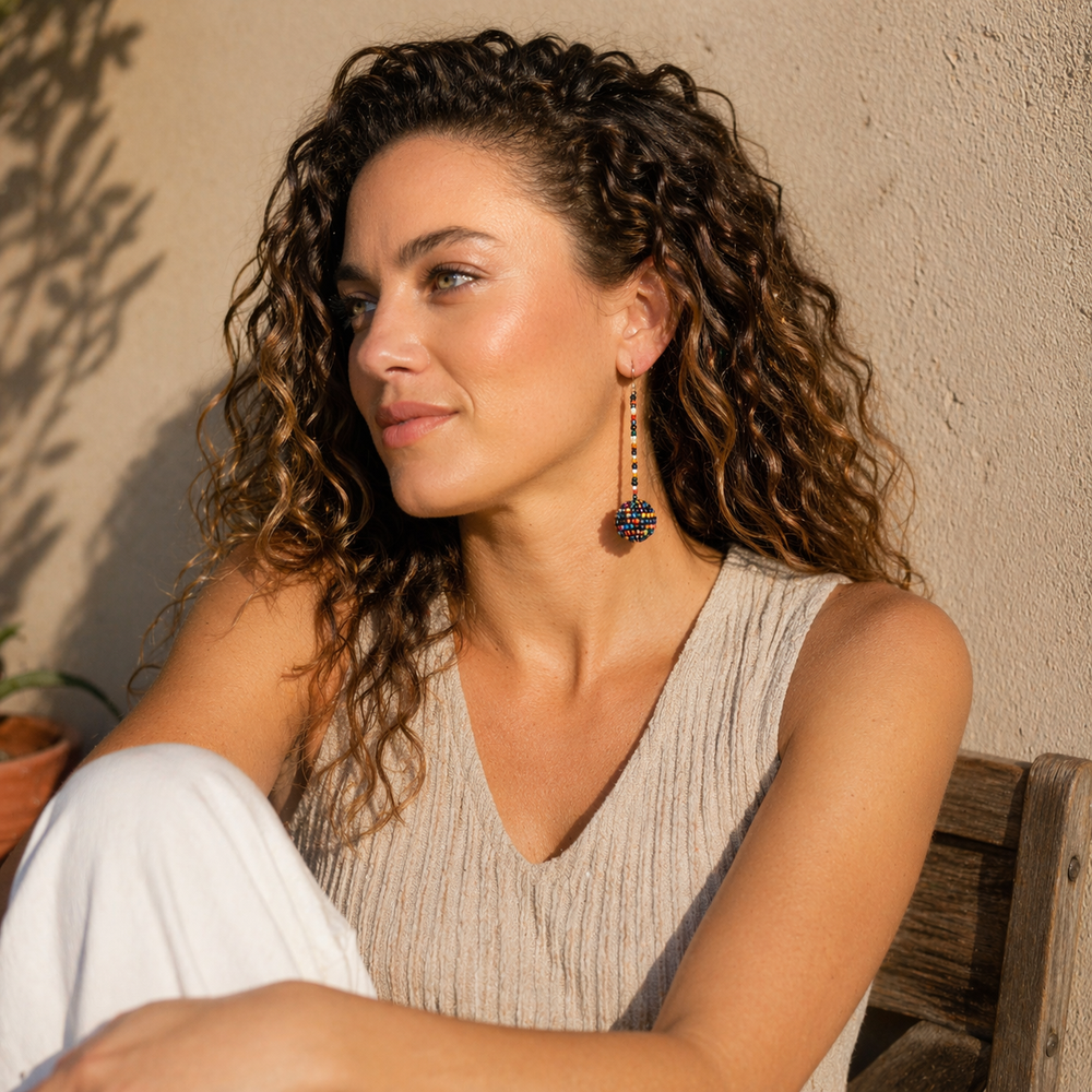 Luna Seed Bead Sphere Drop Earrings – Guatemala-Jewelry-Lumily-Lumily MZ Fair Trade Nena & Co Hiptipico Novica Lucia's World emporium