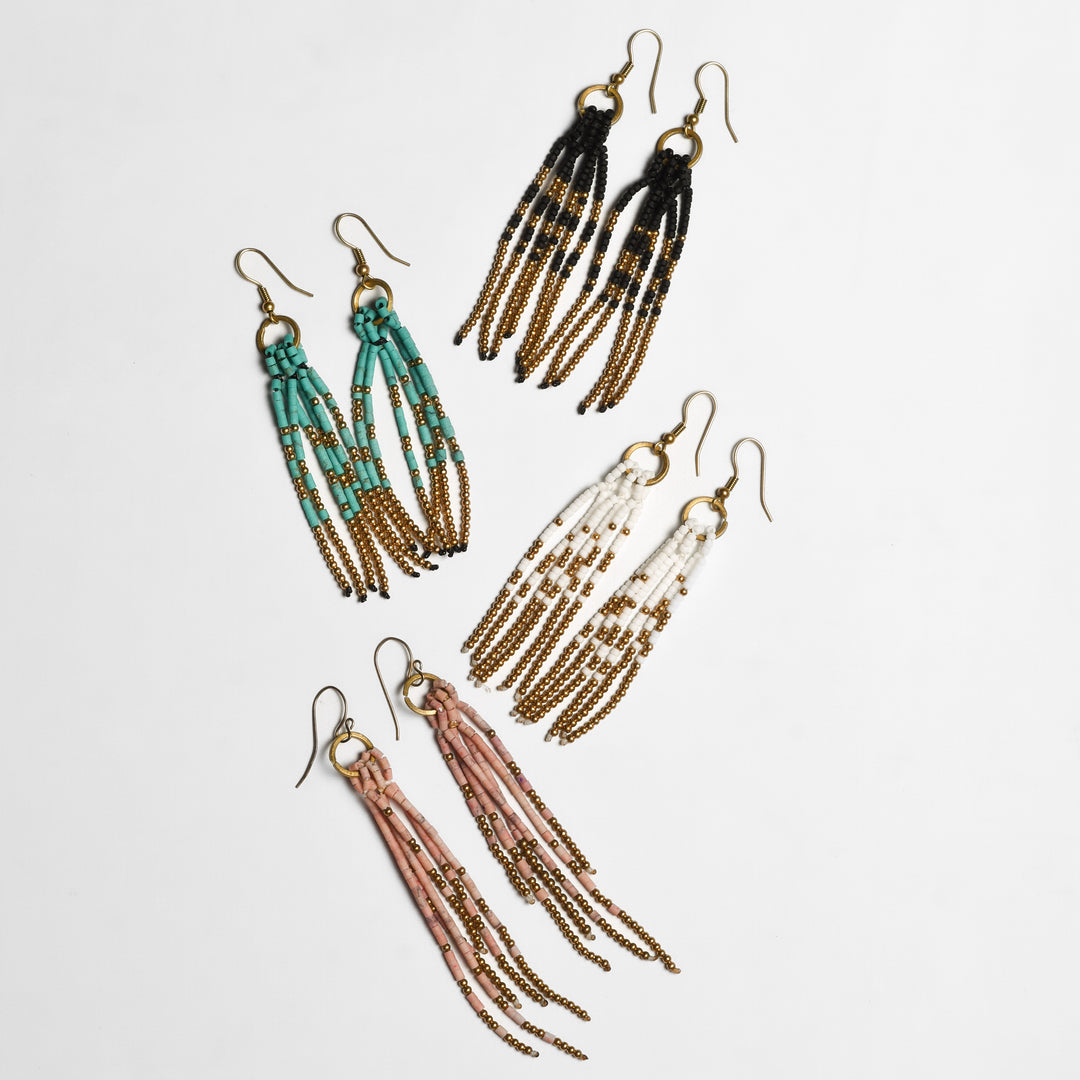 Fortune Jade Boho Tassel Earrings - Thailand-Jewelry-Lumily-Lumily MZ Fair Trade Nena & Co Hiptipico Novica Lucia's World emporium