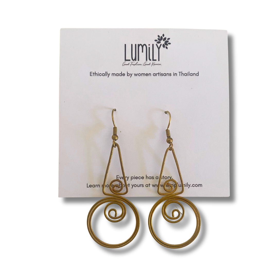 Highland Heritage Brass Wire Earrings - Thailand-Earrings-Pichayada (Nu Shop - TH)-Lumily MZ Fair Trade Nena & Co Hiptipico Novica Lucia's World emporium