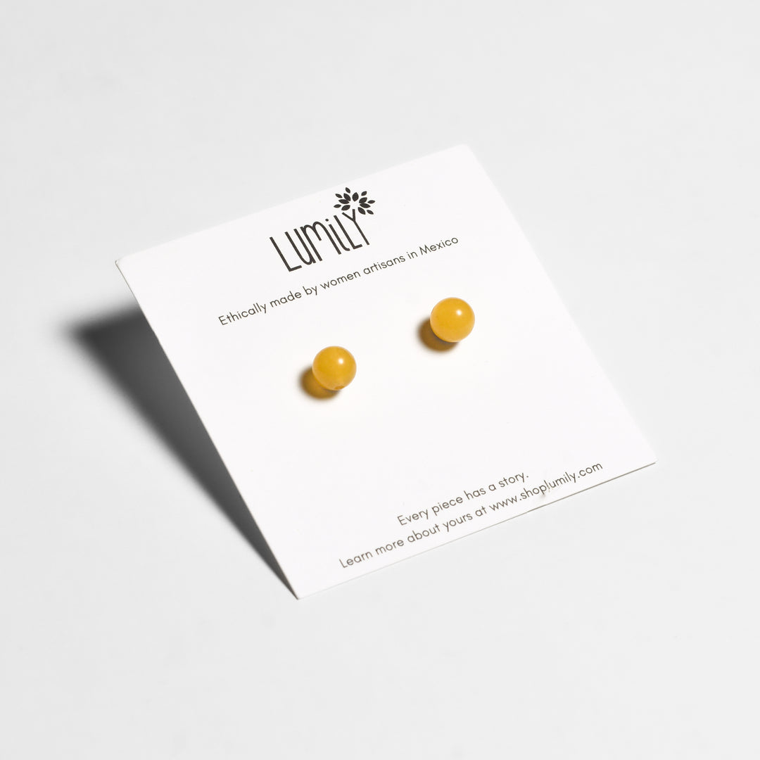 Semi-Precious Stone Studs Carded Earrings - Thailand-Earrings-Pichayada (Nu Shop - TH)-Lumily MZ Fair Trade Nena & Co Hiptipico Novica Lucia's World emporium