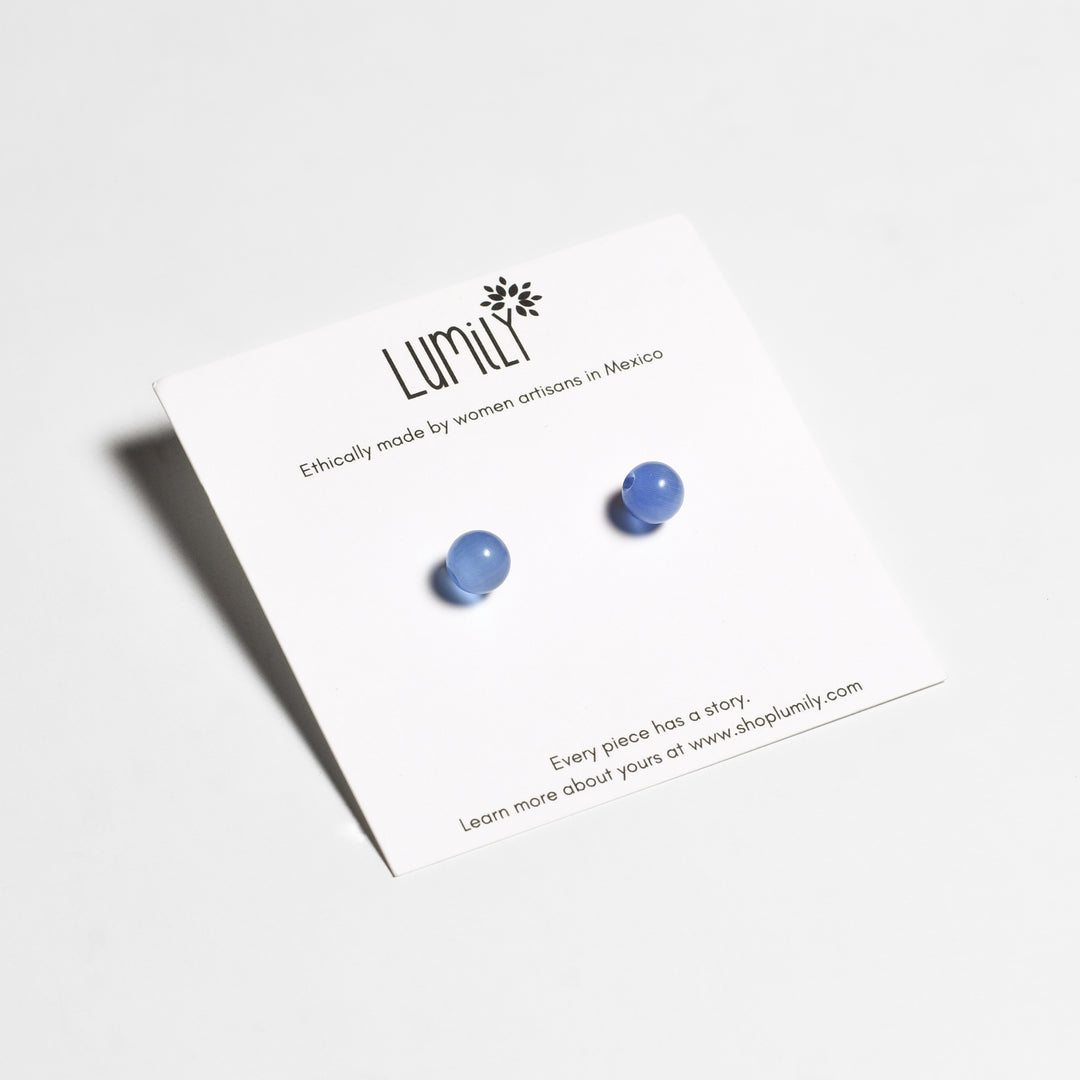 Semi-Precious Stone Studs Carded Earrings - Thailand-Earrings-Pichayada (Nu Shop - TH)-Lumily MZ Fair Trade Nena & Co Hiptipico Novica Lucia's World emporium