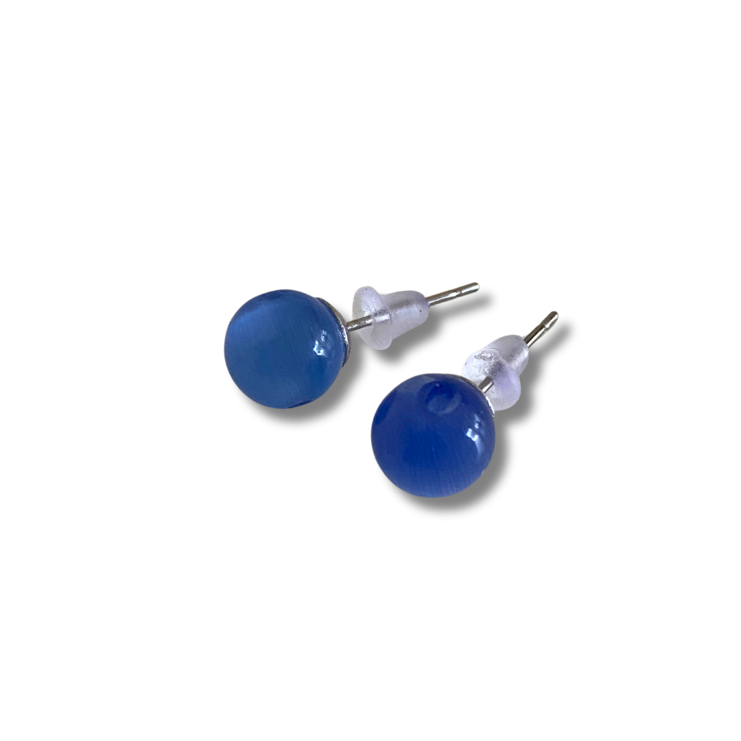 Semi-Precious Stone Studs Carded Earrings - Thailand-Earrings-Pichayada (Nu Shop - TH)-Blue Agate-Lumily MZ Fair Trade Nena & Co Hiptipico Novica Lucia's World emporium