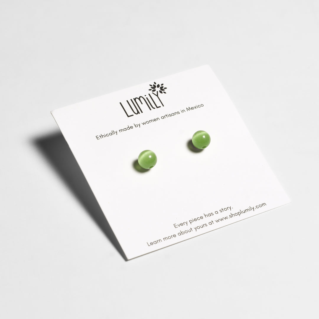 Semi-Precious Stone Studs Carded Earrings - Thailand-Earrings-Pichayada (Nu Shop - TH)-Lumily MZ Fair Trade Nena & Co Hiptipico Novica Lucia's World emporium