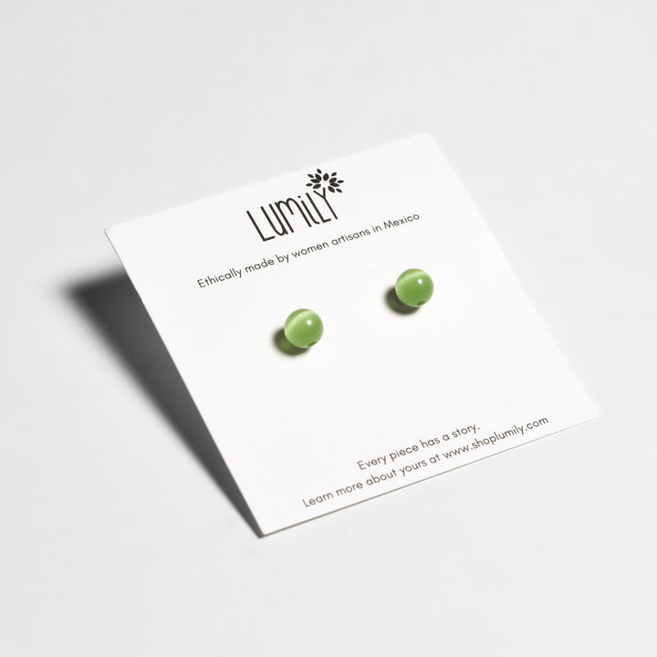 Semi-Precious Stone Studs Carded Earrings - Thailand-Earrings-Pichayada (Nu Shop - TH)-Lumily MZ Fair Trade Nena & Co Hiptipico Novica Lucia's World emporium