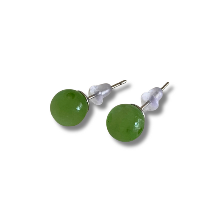 Semi-Precious Stone Studs Earrings - Thailand-Earrings-Pichayada (Nu Shop - TH)-Green Agate-Lumily MZ Fair Trade Nena & Co Hiptipico Novica Lucia's World emporium