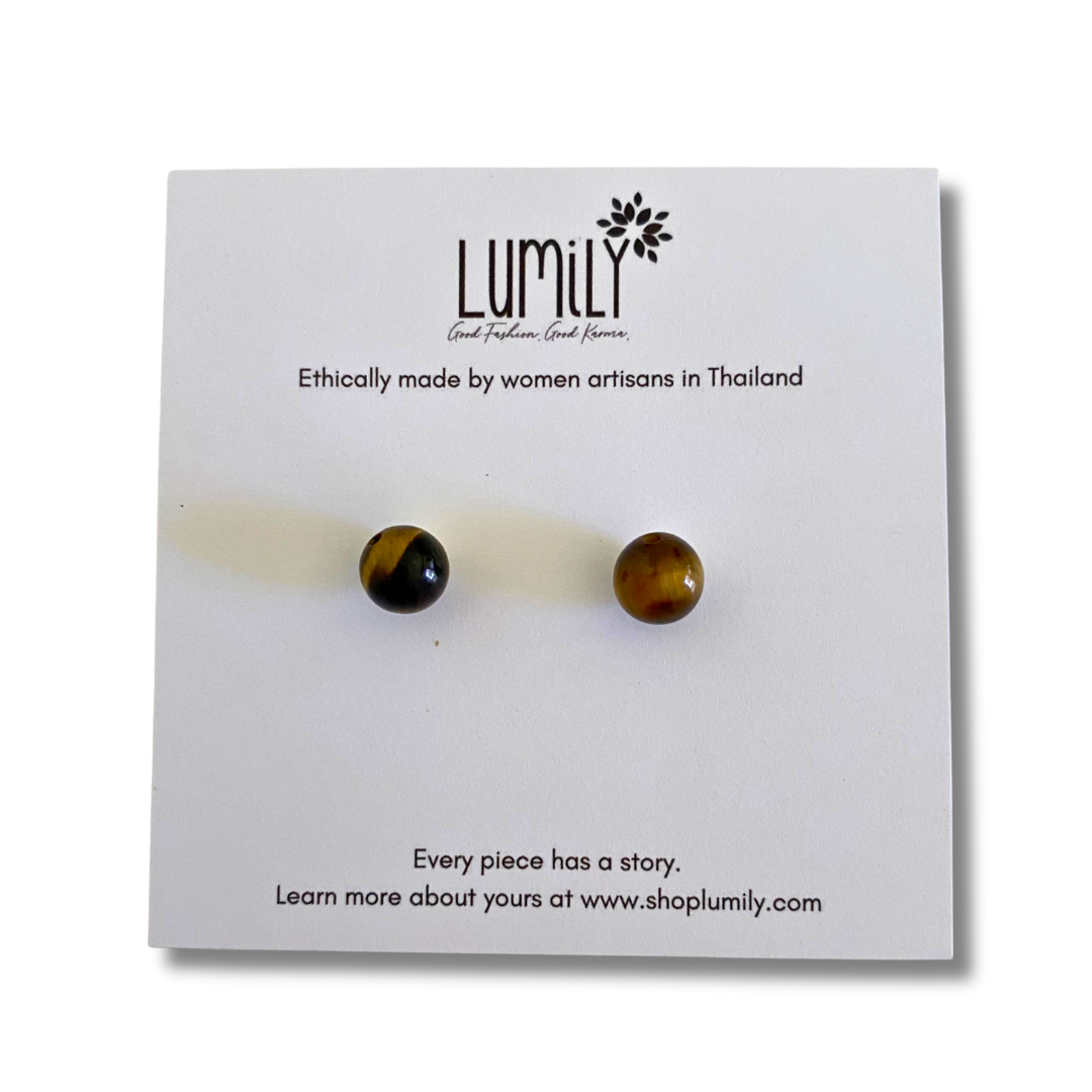 Semi-Precious Stone Studs Earrings - Thailand-Earrings-Pichayada (Nu Shop - TH)-Lumily MZ Fair Trade Nena & Co Hiptipico Novica Lucia's World emporium