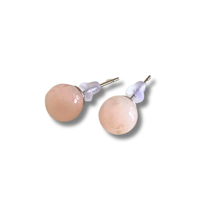 Semi-Precious Stone Studs Carded Earrings - Thailand-Earrings-Pichayada (Nu Shop - TH)-Rose Quartz-Lumily MZ Fair Trade Nena & Co Hiptipico Novica Lucia's World emporium