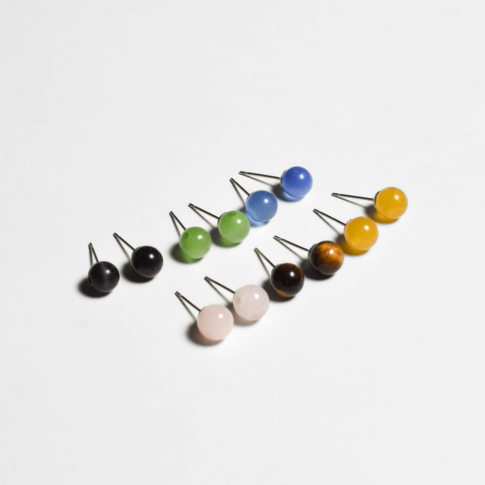 Semi-Precious Stone Studs Carded Earrings - Thailand-Earrings-Pichayada (Nu Shop - TH)-Lumily MZ Fair Trade Nena & Co Hiptipico Novica Lucia's World emporium