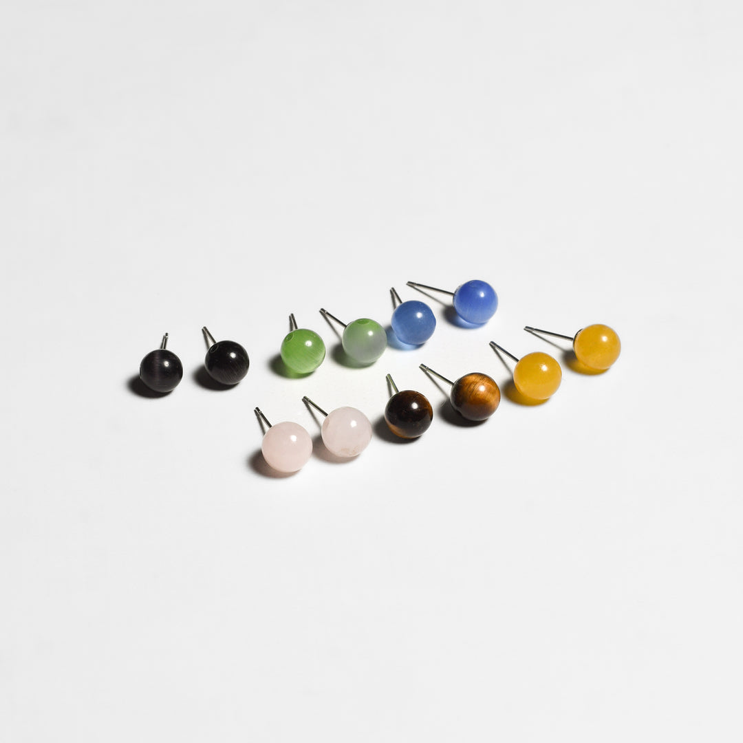 Semi-Precious Stone Studs Carded Earrings - Thailand-Earrings-Pichayada (Nu Shop - TH)-Lumily MZ Fair Trade Nena & Co Hiptipico Novica Lucia's World emporium