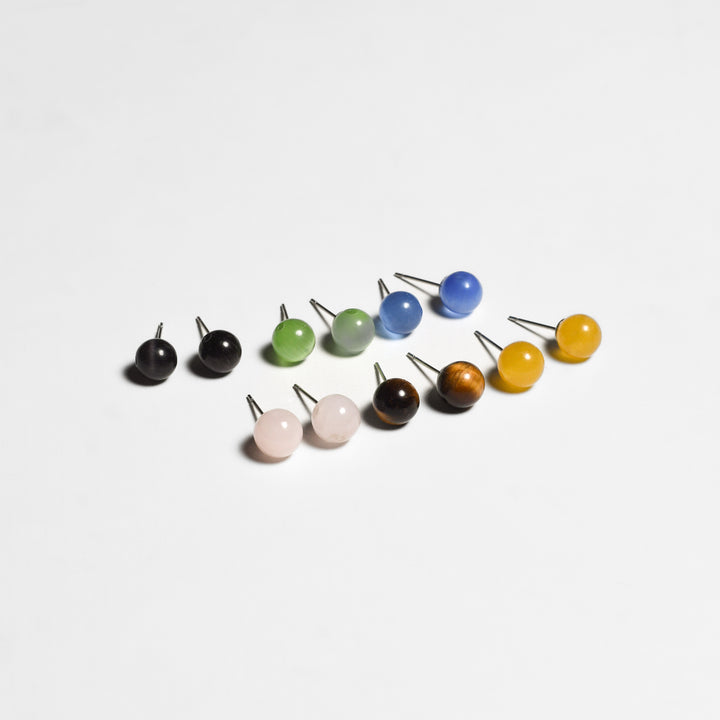 Semi-Precious Stone Studs Carded Earrings - Thailand-Earrings-Pichayada (Nu Shop - TH)-Lumily MZ Fair Trade Nena & Co Hiptipico Novica Lucia's World emporium