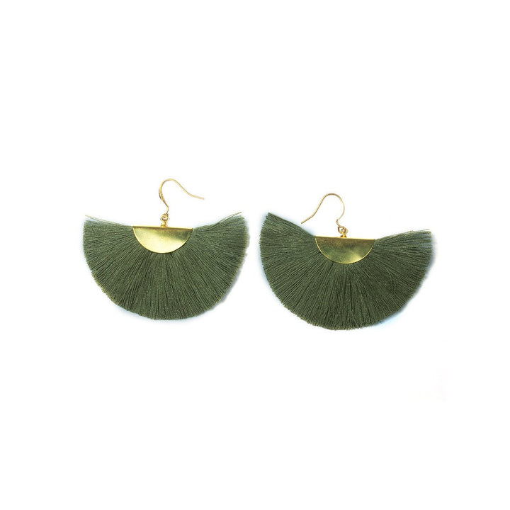 Cleo Fan Brass Earrings - Thailand-Jewelry-Lumily-Green-Lumily MZ Fair Trade Nena & Co Hiptipico Novica Lucia's World emporium