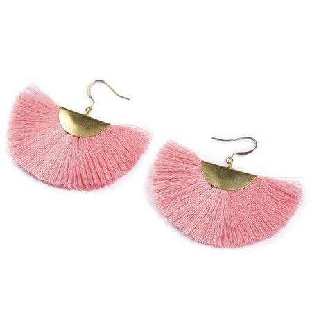 Cleo Fan Brass Earrings - Thailand-Jewelry-Lumily-Light Pink-Lumily MZ Fair Trade Nena & Co Hiptipico Novica Lucia's World emporium