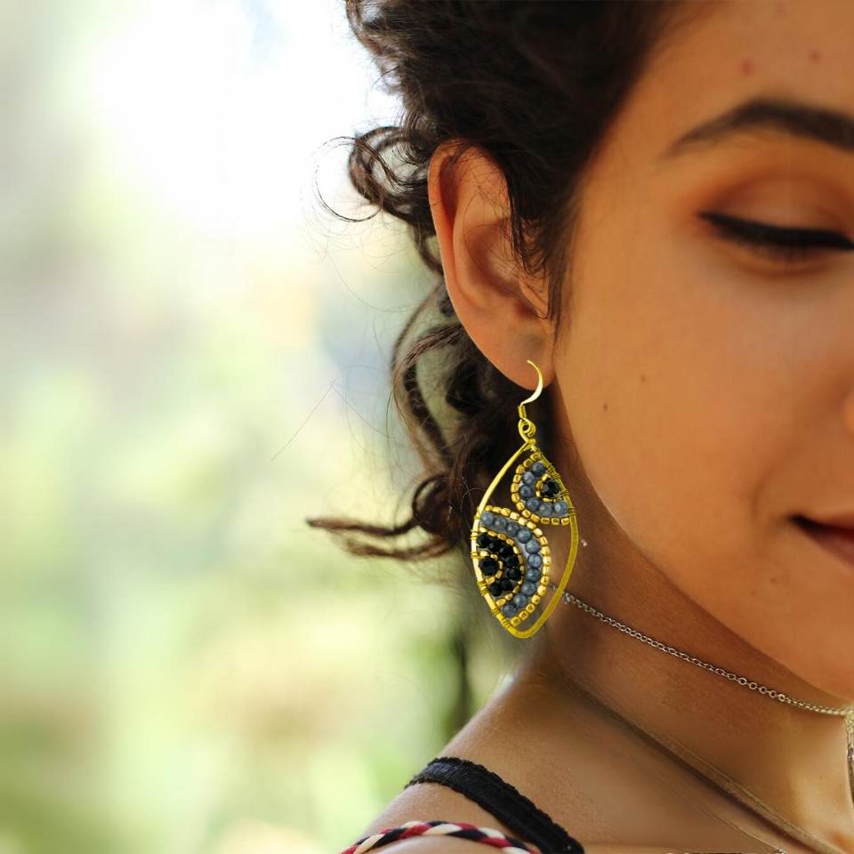 Saturn Stone Ethically Made Boho Earrings - Thailand-Jewelry-Kannika (Deeproot Accessories - TH)-Lumily MZ Fair Trade Nena & Co Hiptipico Novica Lucia's World emporium