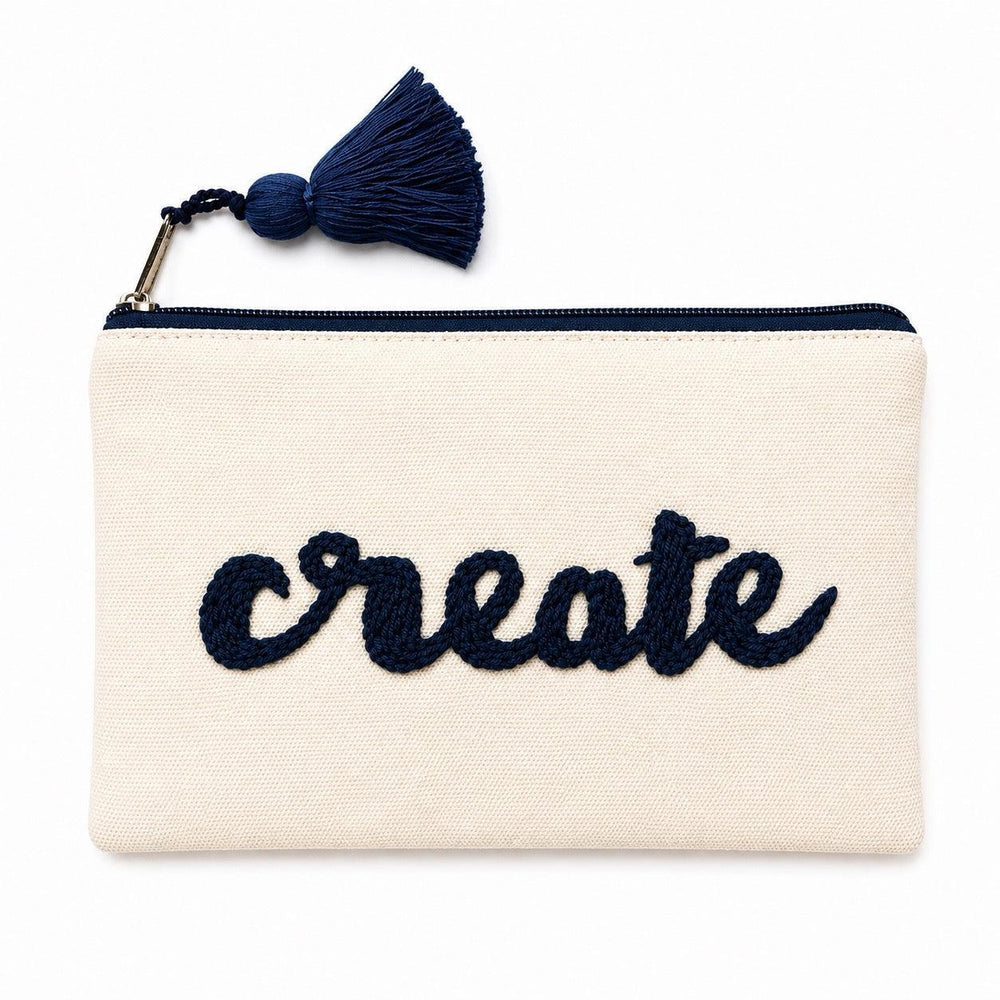 Evolve Embroidered Cotton Cosmetic Pouch - Guatemala-Clutch-Laura & Francisco-Create-Lumily MZ Fair Trade Nena & Co Hiptipico Novica Lucia's World emporium