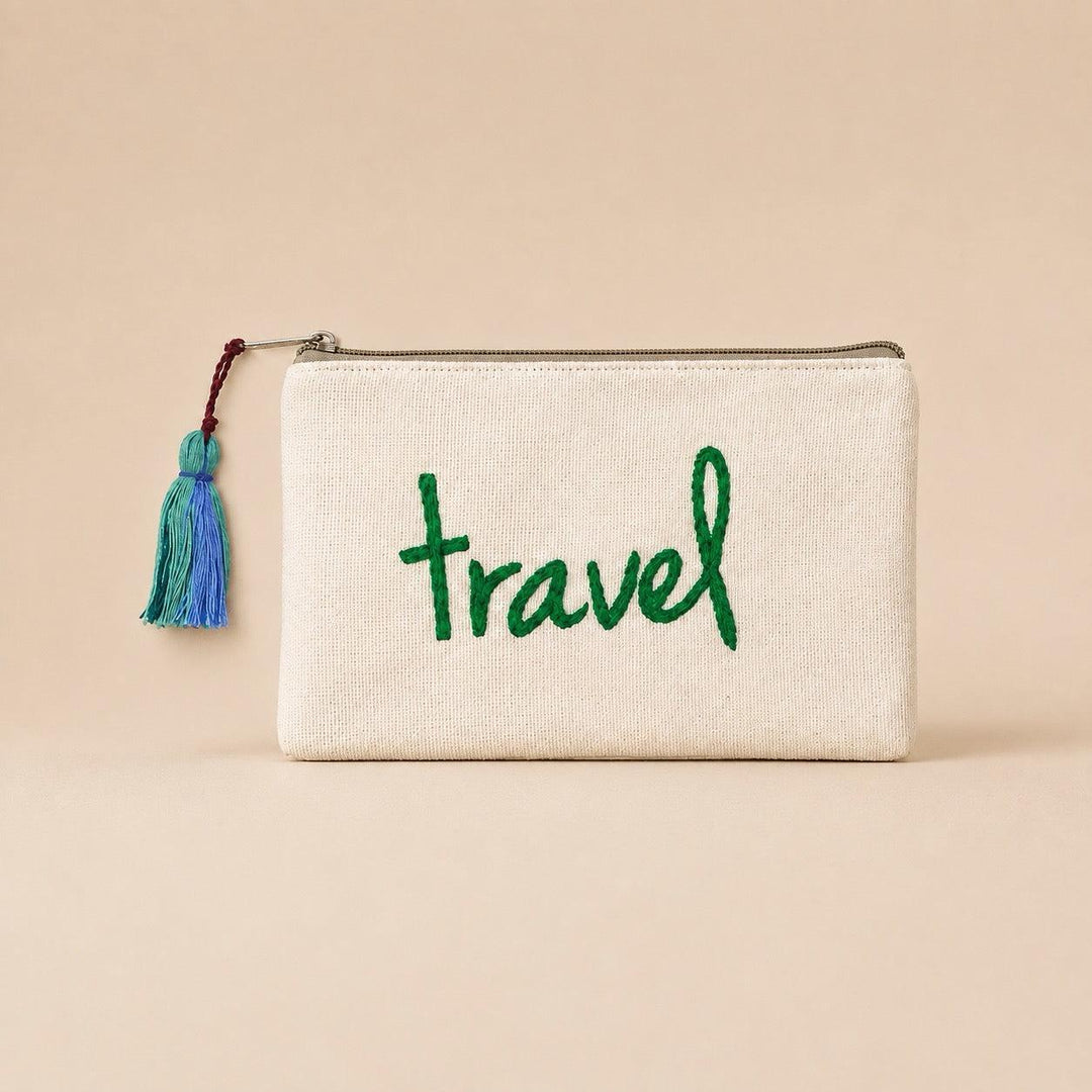 Evolve Embroidered Cotton Cosmetic Pouch - Guatemala-Clutch-Laura & Francisco-Travel-Lumily MZ Fair Trade Nena & Co Hiptipico Novica Lucia's World emporium