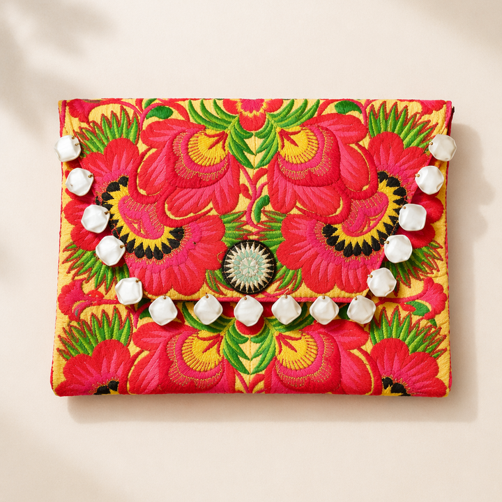 Hmong Embroidered Carnival Coin Clutch | iPad Bag - Thailand-Bags-Lumily-Lumily MZ Fair Trade Nena &amp; Co Hiptipico Novica Lucia&