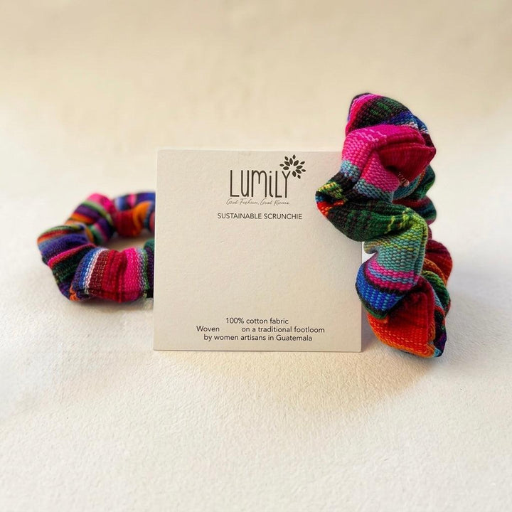 Hacienda Striped Multicolor Scrunchie - Guatemala-Accessories-Laura y Francisco (GU)-Lumily MZ Fair Trade Nena & Co Hiptipico Novica Lucia's World emporium