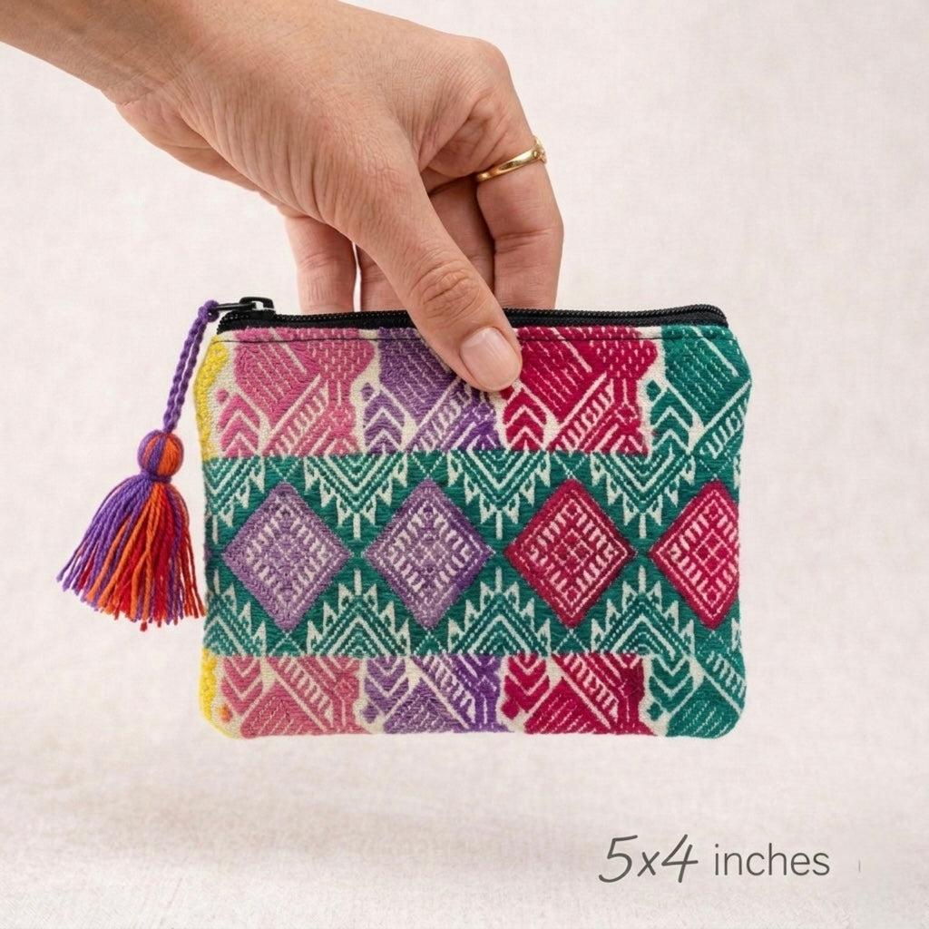 Maya Up-cycled Huipil Cosmetic One-of-a-Kind Bag (Small) - Guatemala-Bags-Laura y Francisco (GU)-Lumily MZ Fair Trade Nena & Co Hiptipico Novica Lucia's World emporium