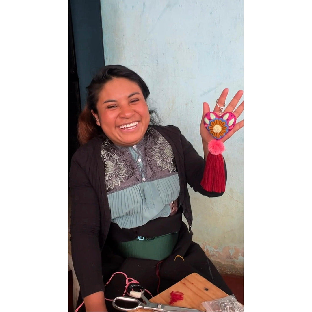 Rapture Embroidered Heart Love Handmade Key Chain | Zipper Pull - Mexico-Zipper Pulls-Rebeca y Francisco (Mexico)-Lumily MZ Fair Trade Nena & Co Hiptipico Novica Lucia's World emporium