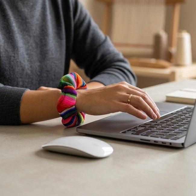 Hacienda Striped Multicolor Scrunchie - Guatemala-Accessories-Laura y Francisco (GU)-Lumily MZ Fair Trade Nena & Co Hiptipico Novica Lucia's World emporium