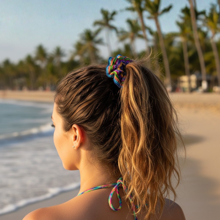 Sustainable Textile Multicolor Hair Scrunchie - Guatemala-Accessories-Laura y Francisco (GU)-Lumily MZ Fair Trade Nena & Co Hiptipico Novica Lucia's World emporium