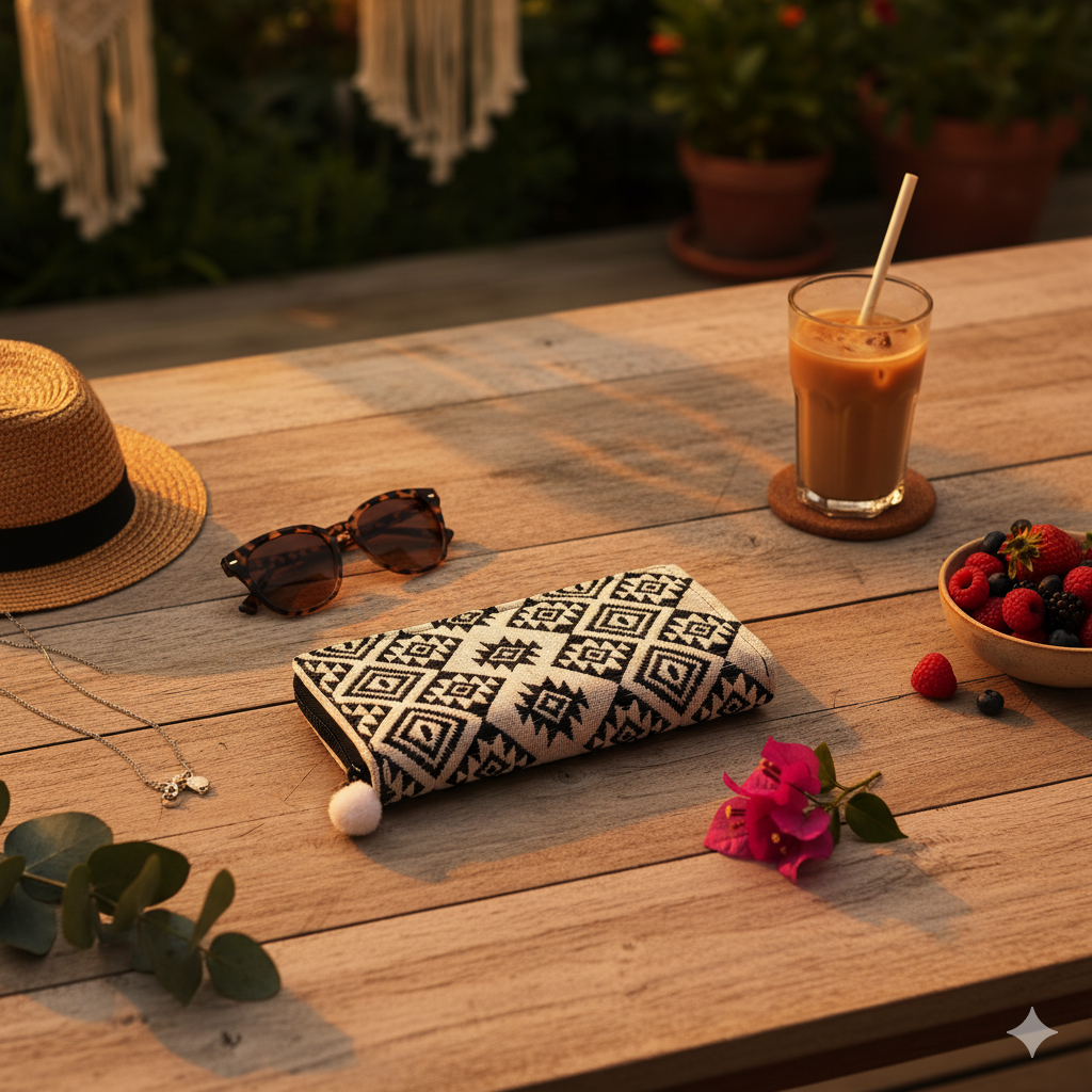 Hmong Embroidered Rectangle Wristlet (Black & White)-Lumily-Lumily MZ Fair Trade Nena & Co Hiptipico Novica Lucia's World emporium