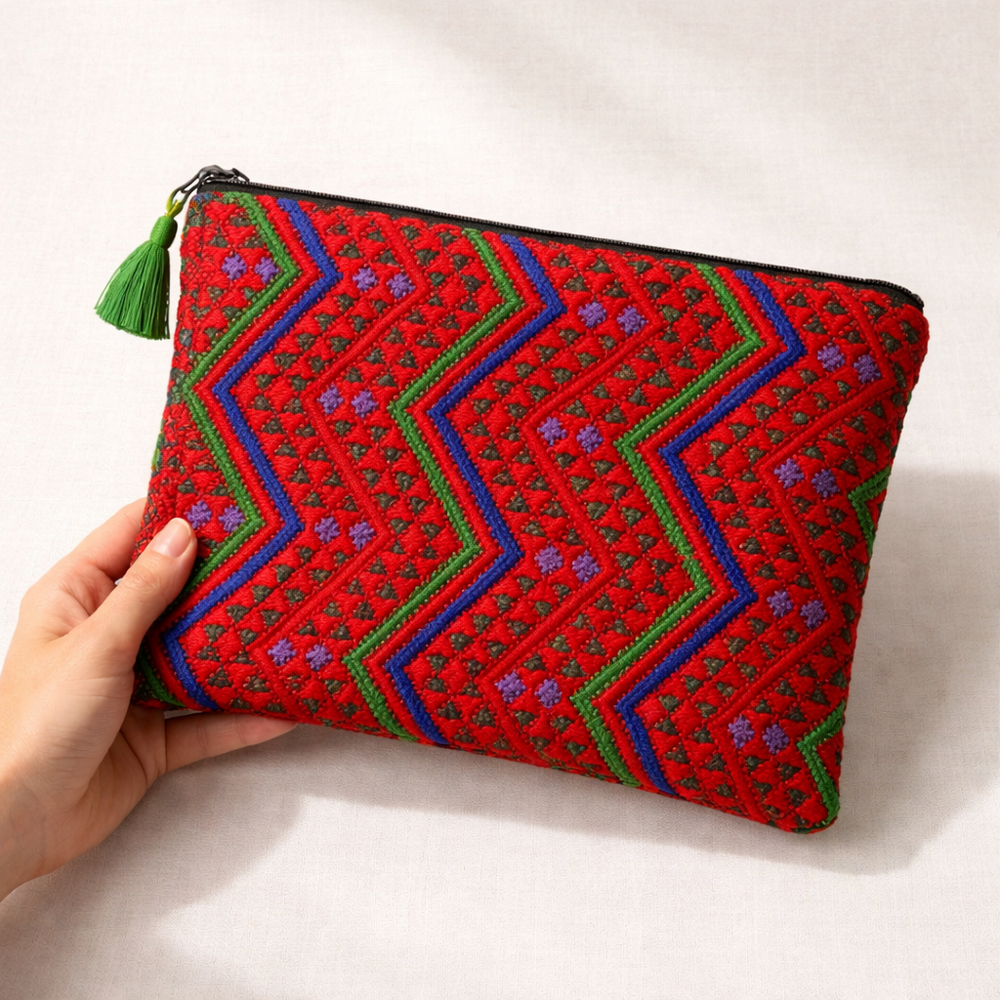 Maya Up-cycled Huipil Cosmetic One-of-a-Kind Bag (XL) - Guatemala-Bags-Laura y Francisco (GU)-Lumily MZ Fair Trade Nena & Co Hiptipico Novica Lucia's World emporium