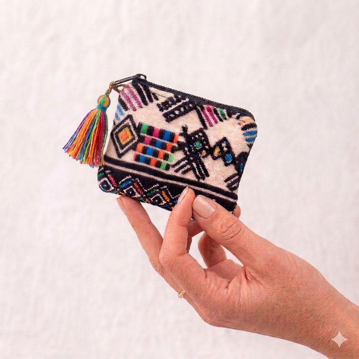 Maya Up-cycled Huipil Cosmetic One-of-a-Kind Bag (X-Small) - Guatemala-Bags-Laura y Francisco (GU)-Lumily MZ Fair Trade Nena &amp; Co Hiptipico Novica Lucia&