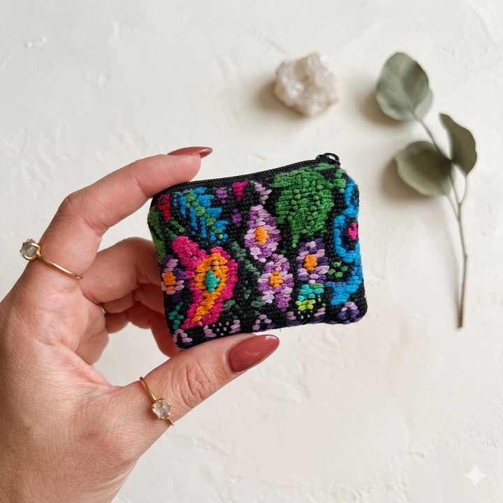 Maya Up-cycled Huipil Cosmetic One-of-a-Kind Bag (Tiny) - Guatemala-Bags-Laura y Francisco (GU)-Lumily MZ Fair Trade Nena & Co Hiptipico Novica Lucia's World emporium