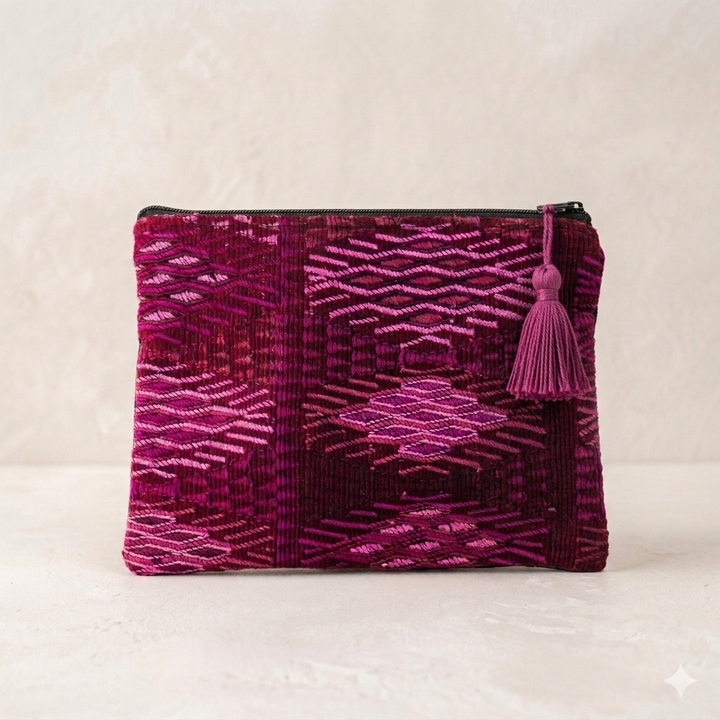 Maya Up-cycled Huipil Cosmetic One-of-a-Kind Bag - (Large) Guatemala-Bags-Laura y Francisco (GU)-Lumily MZ Fair Trade Nena &amp; Co Hiptipico Novica Lucia&